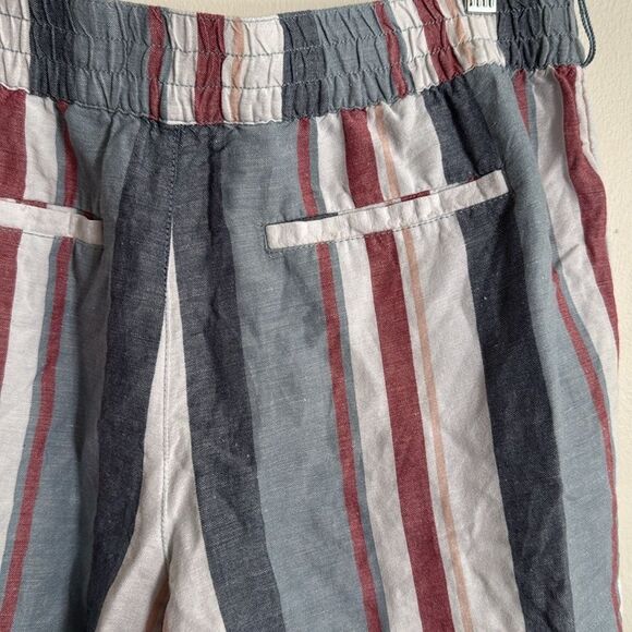 LOFT Linen Blend Striped Shorts Medium Blue Red White Elasticβ Waist Casual - Picture 7 of 7